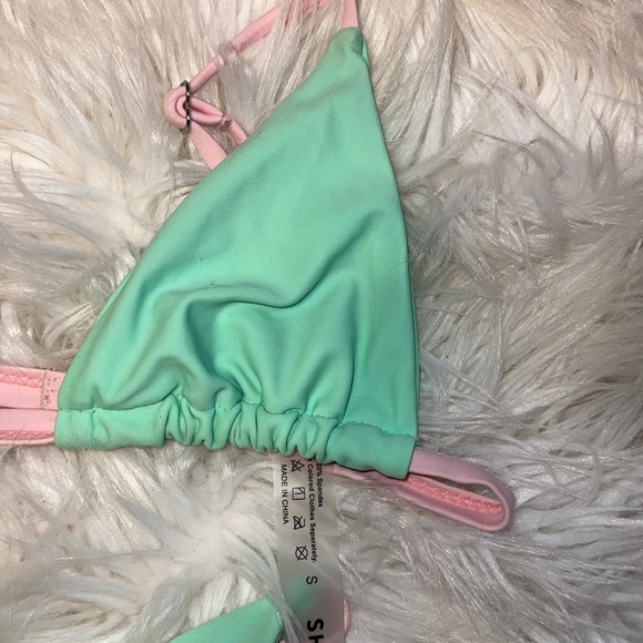 Green & Pink Colorblock Bikini Set Size Small - Picture 2 of 4
